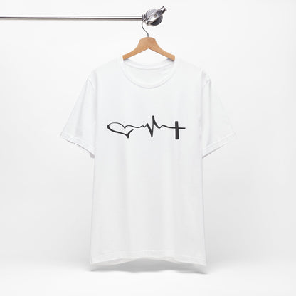 Heartbeat Cross T-Shirt — Faith Heartbeat Graphic Tee