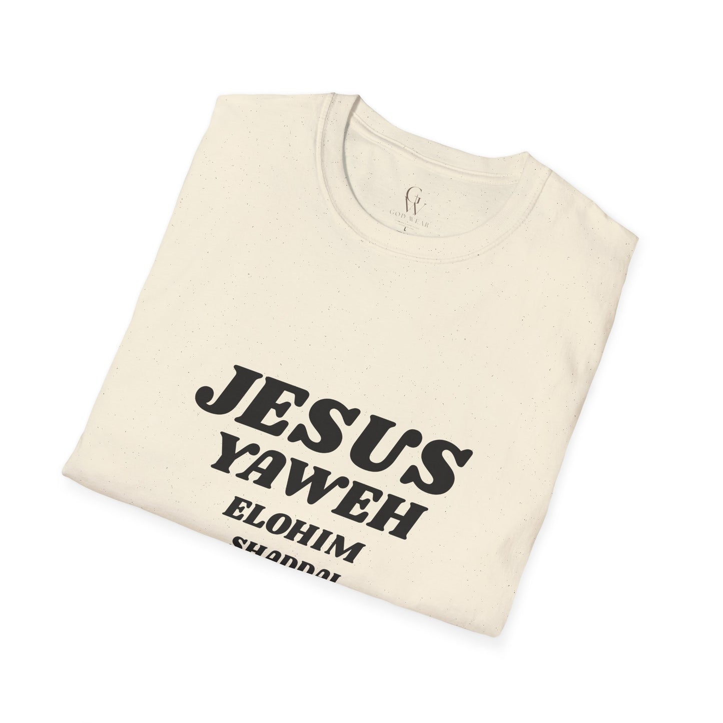 Jesus Yahweh Names T-Shirt — Faith-Based Christian Tee Featuring Elohim, Shaddai, Jireh