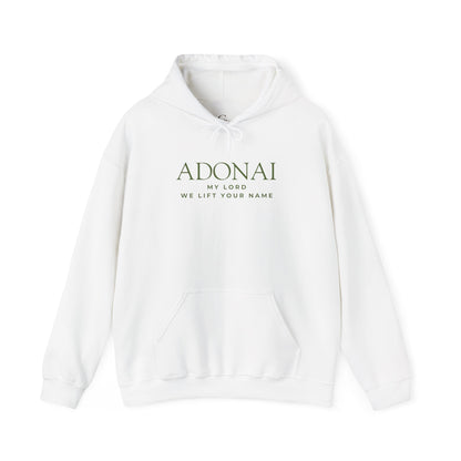 Adonai Hoodie — "Adonai My Lord We Lift Your Name" Christian Faith Pullover