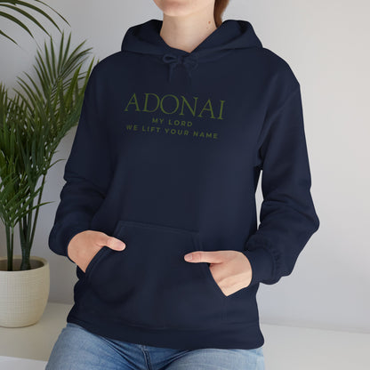 Adonai Hoodie — "Adonai My Lord We Lift Your Name" Christian Faith Pullover