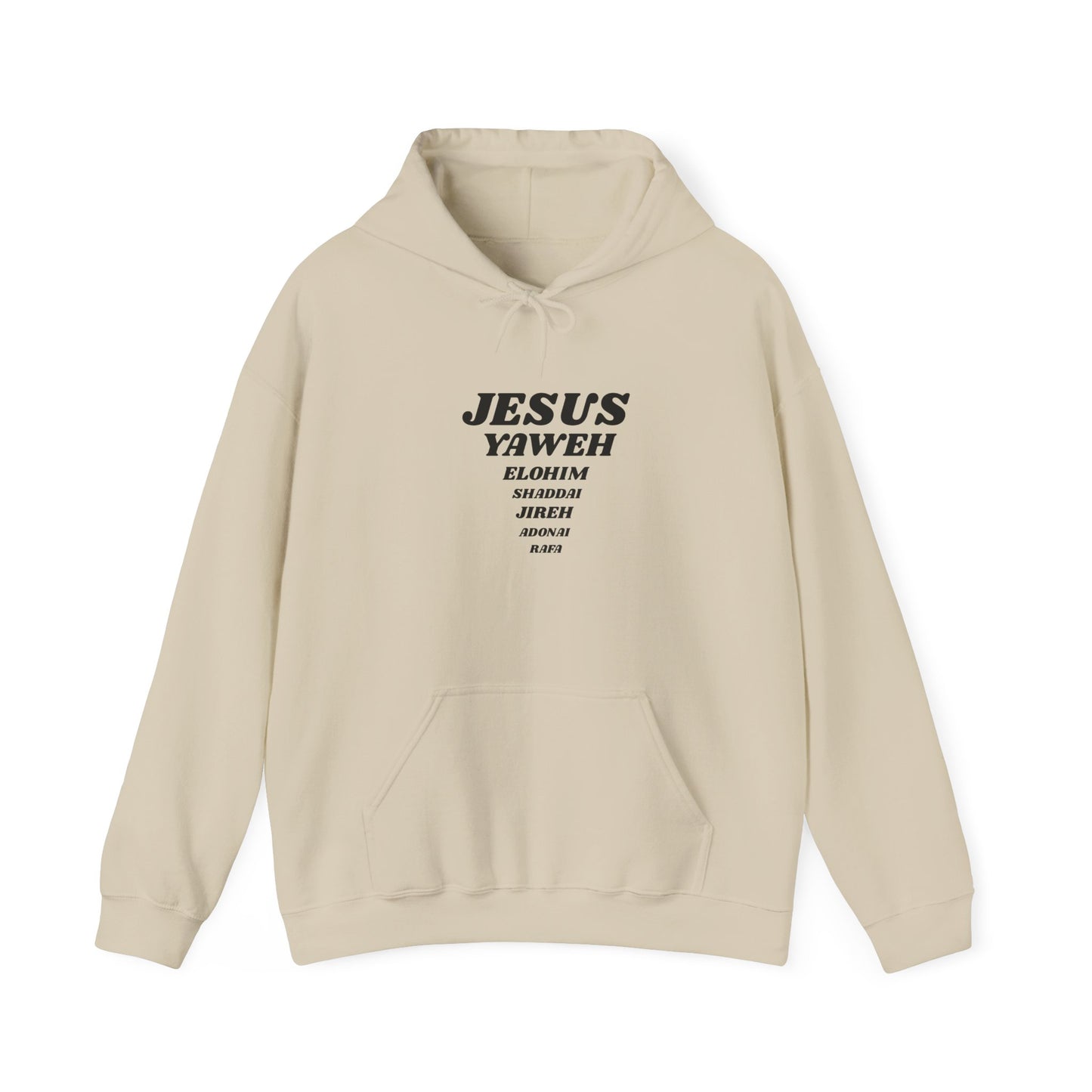 Jesus Names of God Hoodie — JESUS YAW EH Elohim Faith Pullover