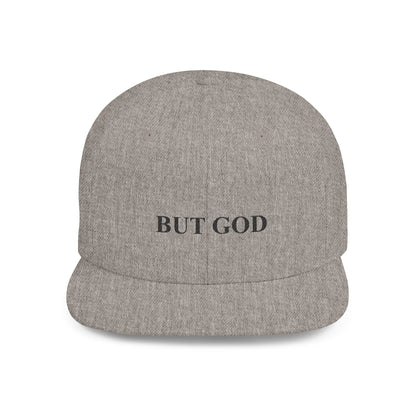 But God Flat Bill Snapback Hat — Minimal Faith Embroidered Cap