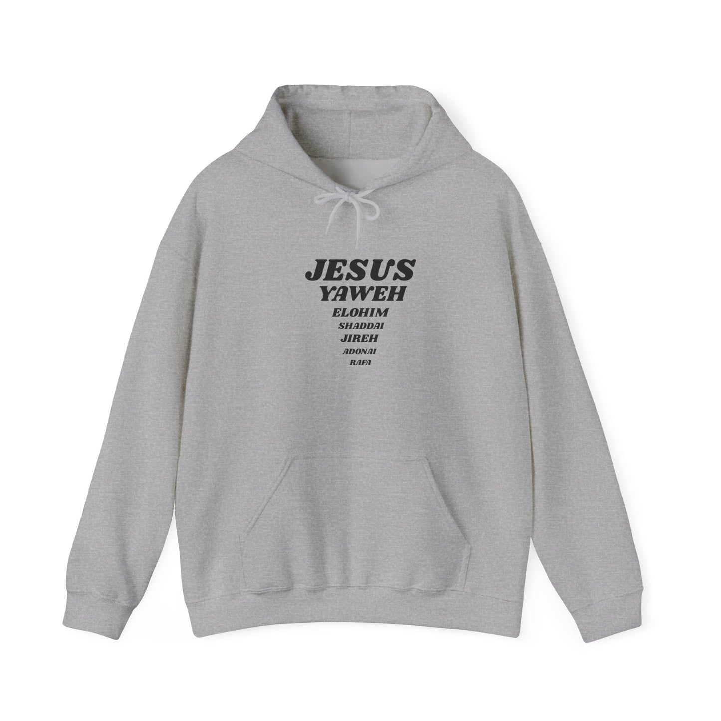 Jesus Names of God Hoodie — JESUS YAW EH Elohim Faith Pullover