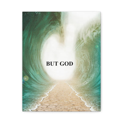 But God Parting Sea Faith Canvas Wall Art — Matte Stretched 1.25"