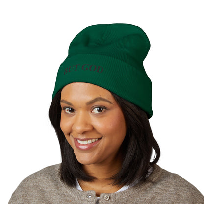 BUT GOD Embroidered Cuffed Beanie — Minimal Faith Knit Hat