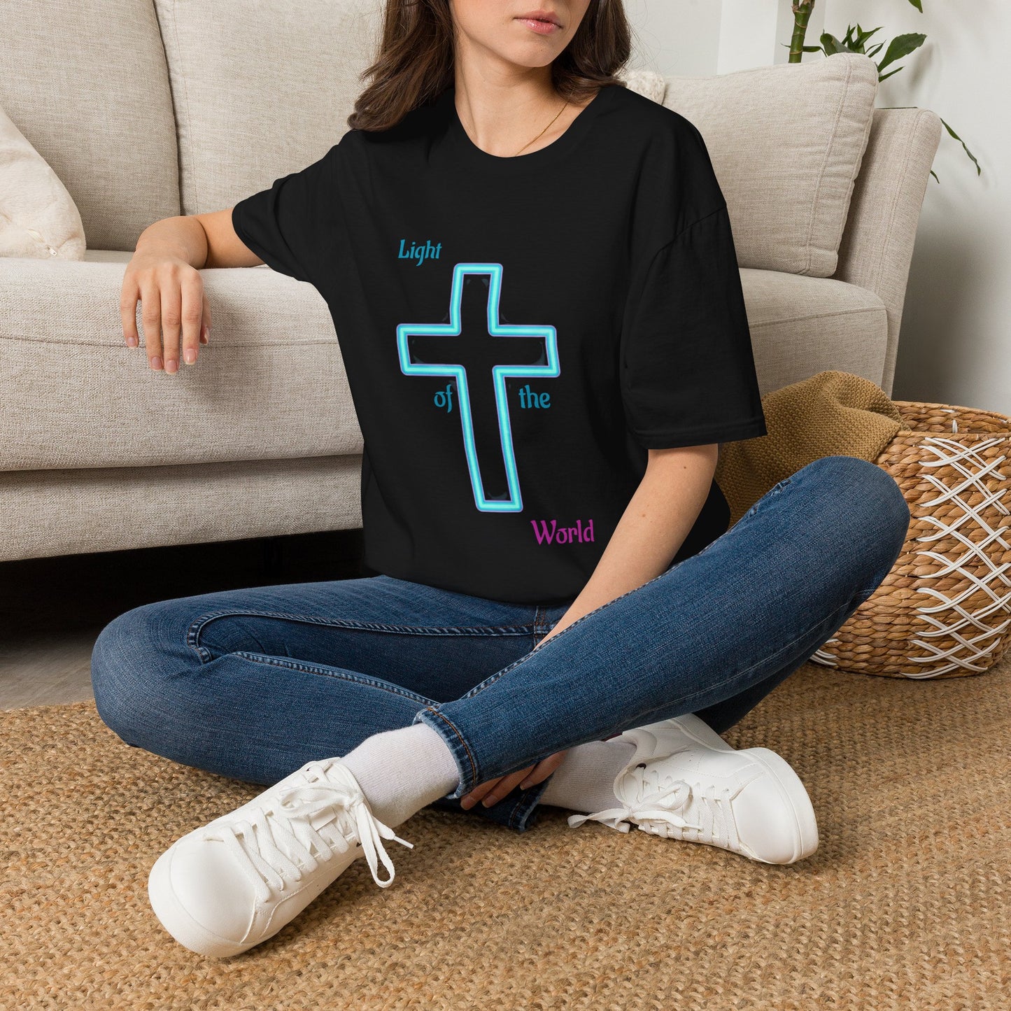 Christian Cross T-Shirt — "Light of the World" Inspirational Faith Tee