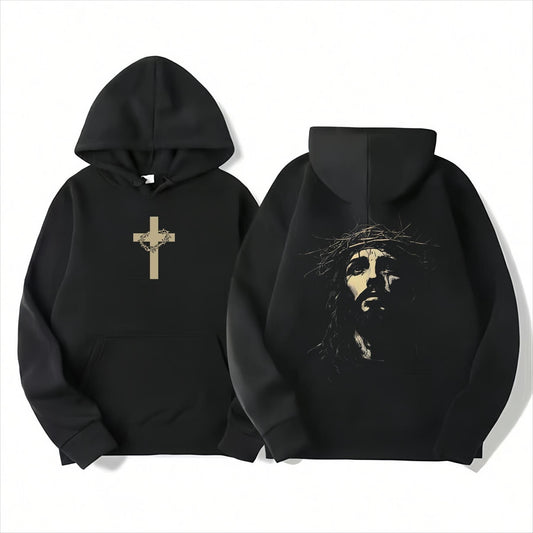 Jesus Crown of Thorns Hoodie – Christian Religious Pullover, Faith-Based Apparel, Unisex Gift
